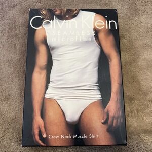 Vintage 2002 Calvin Klein Seamless Microfiber Muscle Shirt Mens M White